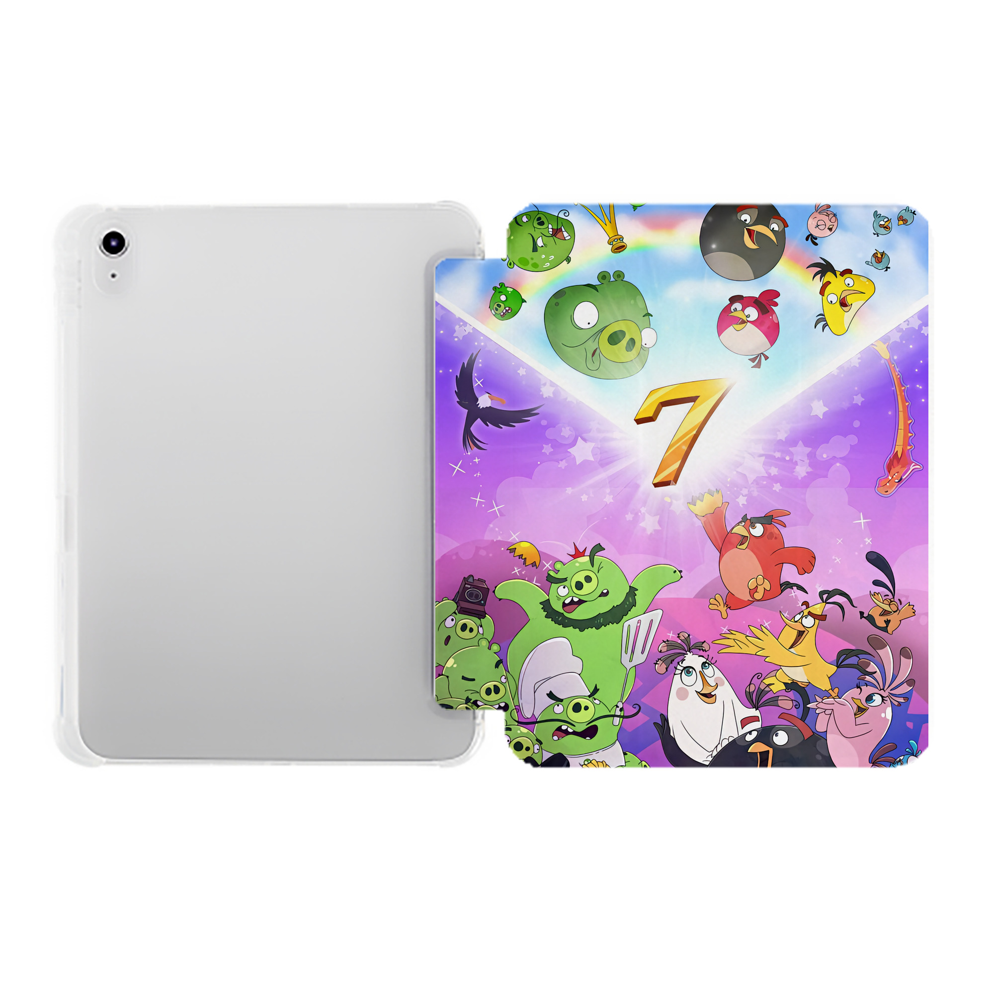 （画像用） Angry Birds アングリーバード IPad ケース ペン収納付き 三つ折りスタンド PUレザー×シリコン 対応機種9.5/10.5/10.9インチ
